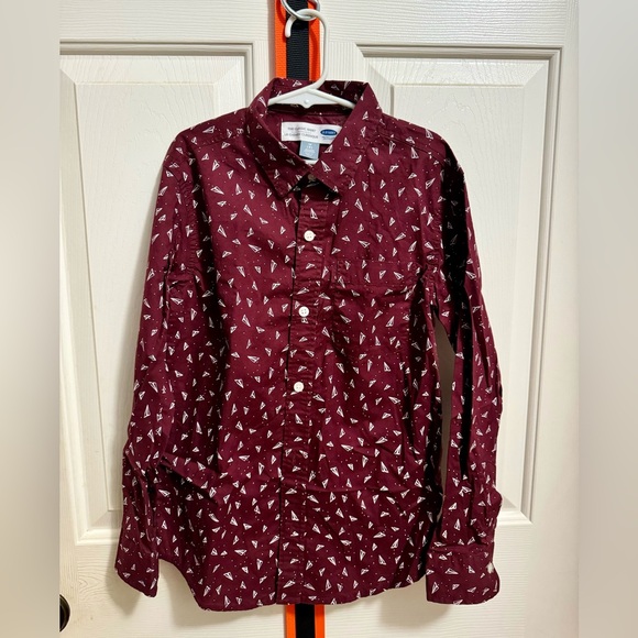 Old Navy Maroon Long Sleeve Button Up Shirt Size 8 - Picture 2 of 3